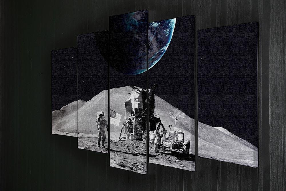 Space Man On The Moon 5 Split Panel Canvas - Canvas Art Rocks - 2