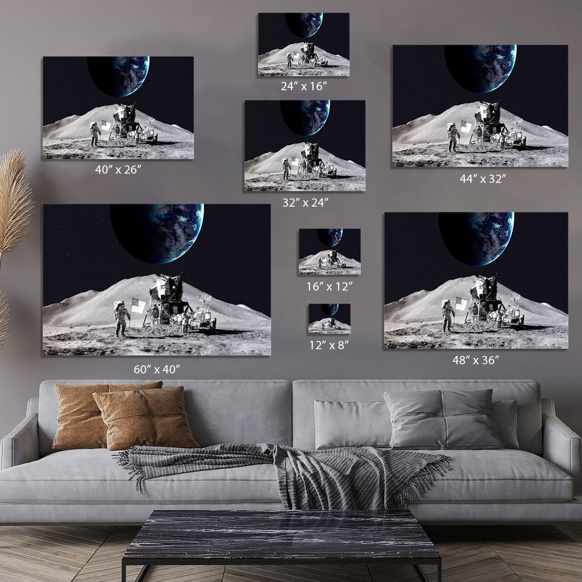 Space Man On The Moon Canvas Print or Poster