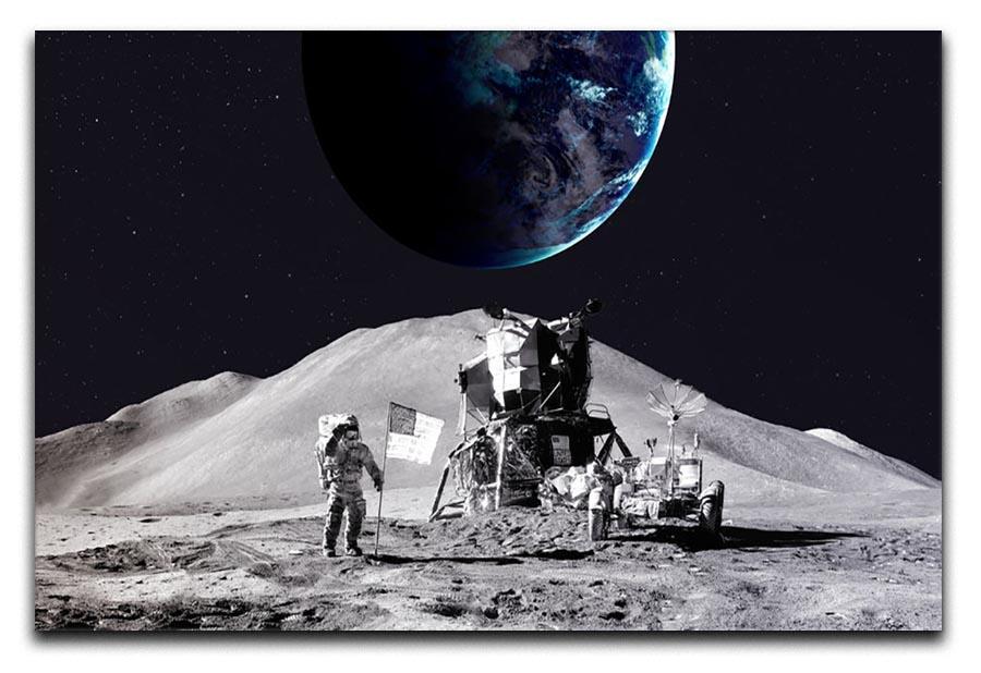 Space Man On The Moon Canvas Print or Poster  - Canvas Art Rocks - 1