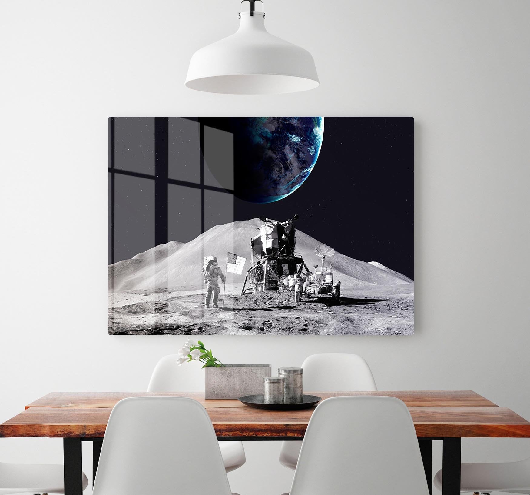 Space Man On The Moon HD Metal Print