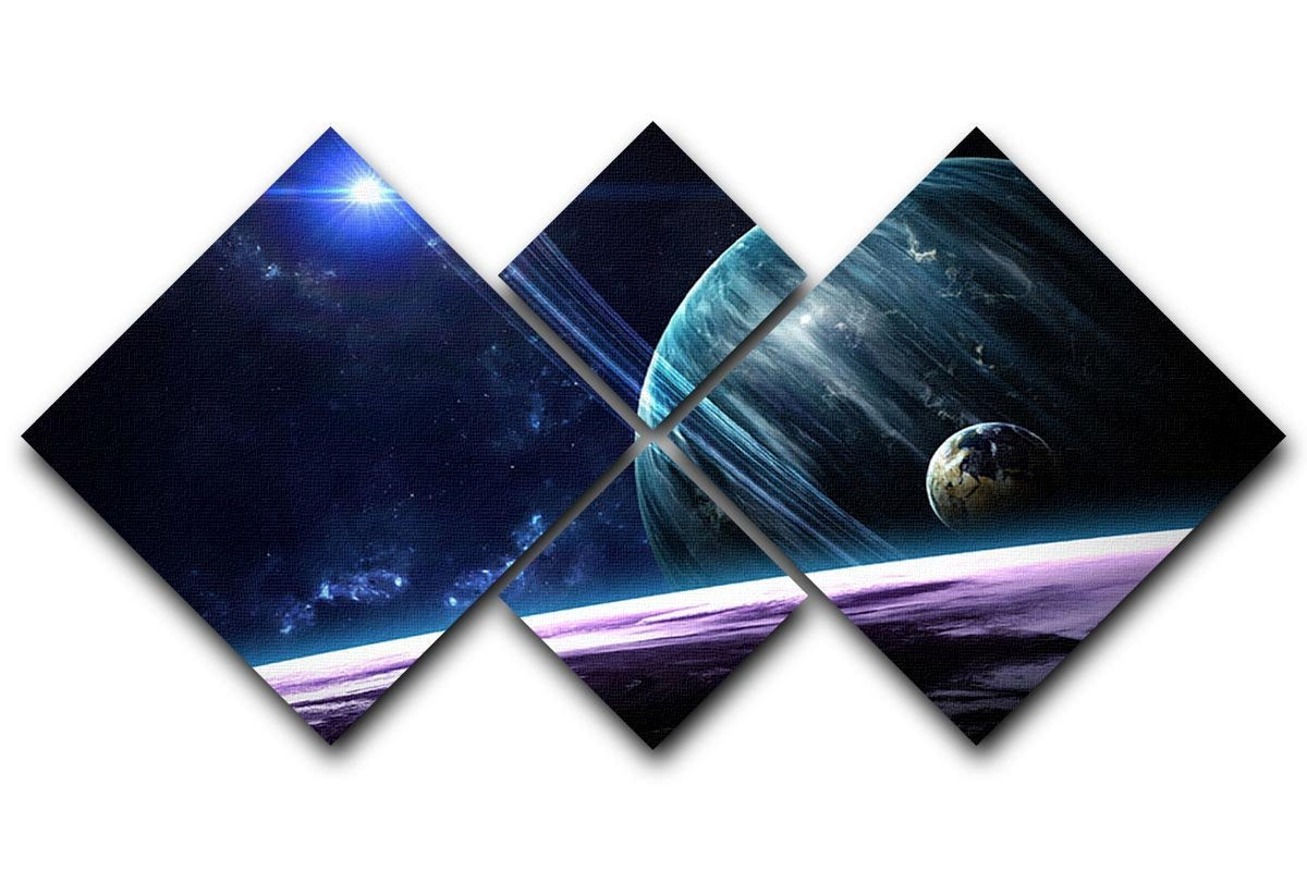 Space Planets 4 Square Multi Panel Canvas  - Canvas Art Rocks - 1