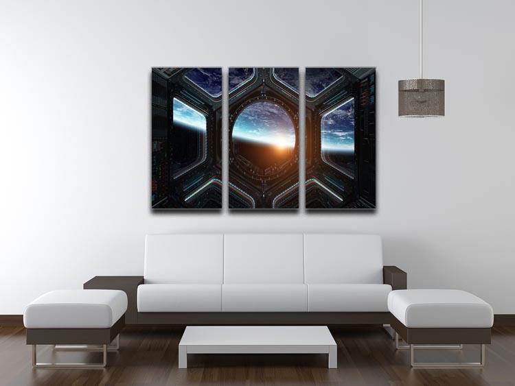 Space Ship Window 3 Split Panel Canvas Print - Canvas Art Rocks - 3