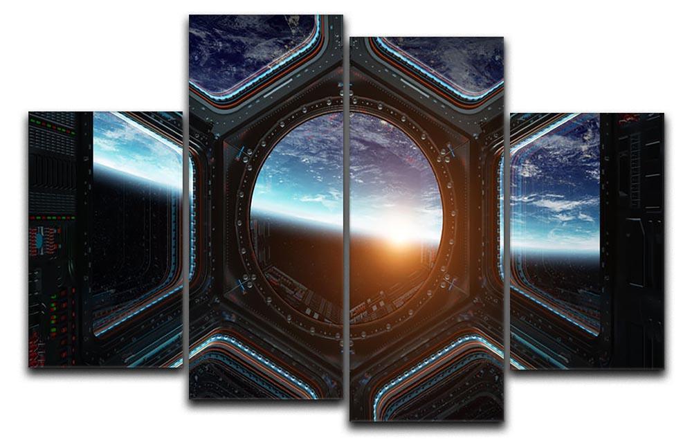 Space Ship Window 4 Split Panel Canvas  - Canvas Art Rocks - 1