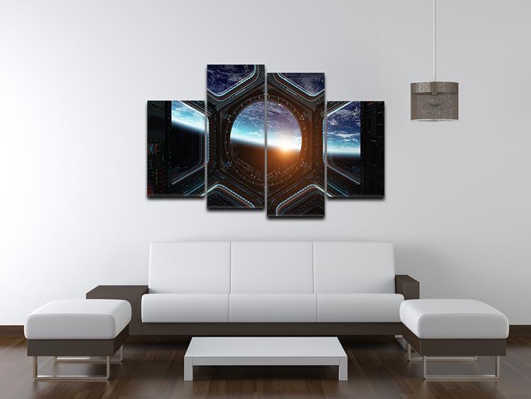 Space Ship Window 4 Split Panel Canvas - Canvas Art Rocks - 3