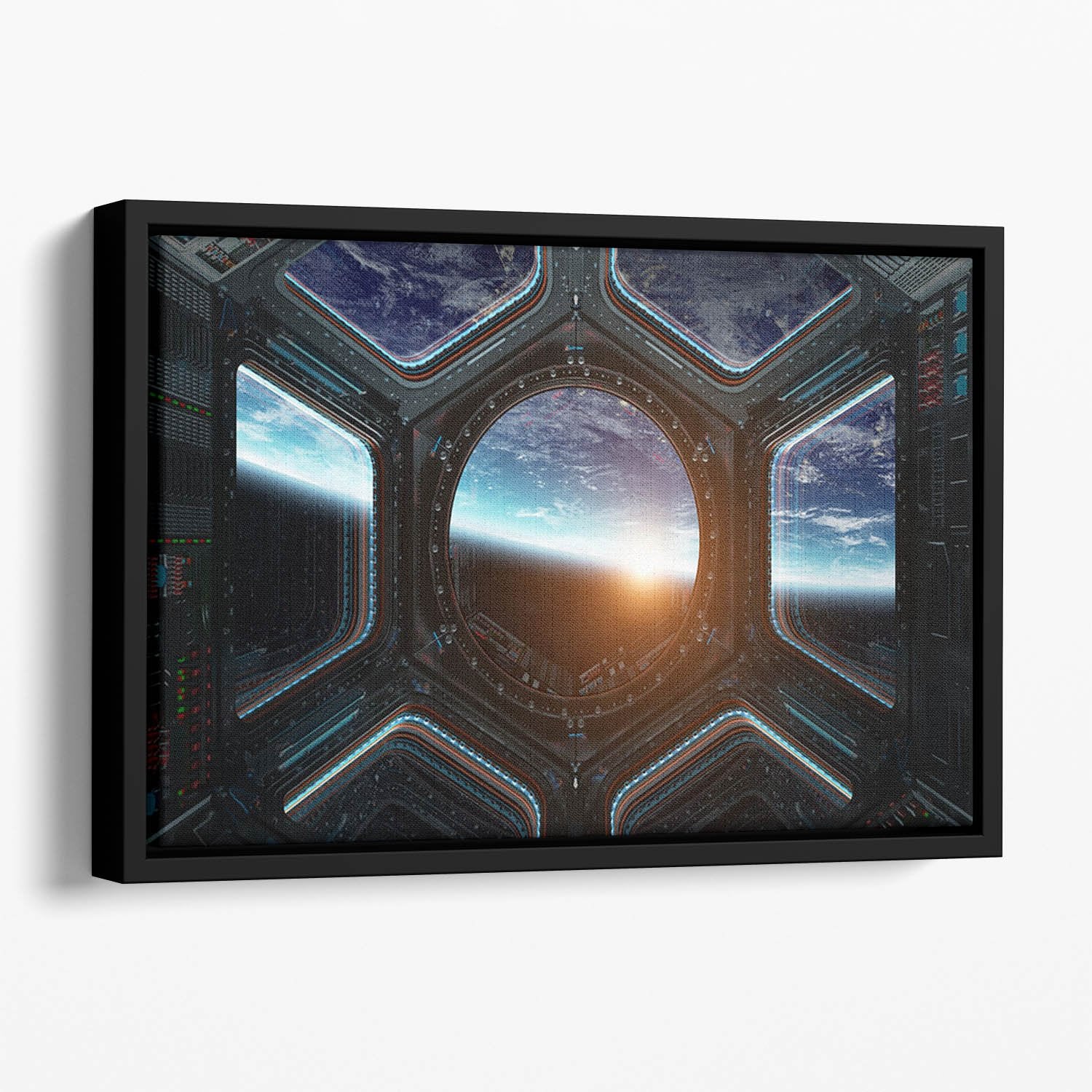Space Ship Window Floating Framed Canvas
