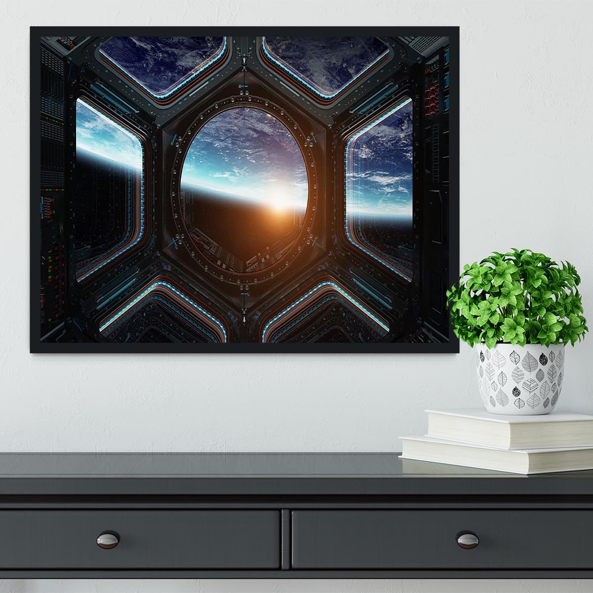 Space Ship Window Framed Print - Canvas Art Rocks - 2