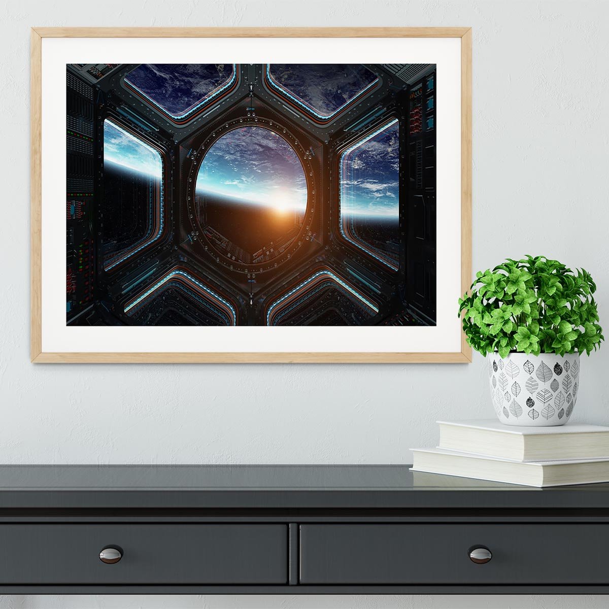 Space Ship Window Framed Print - Canvas Art Rocks - 3