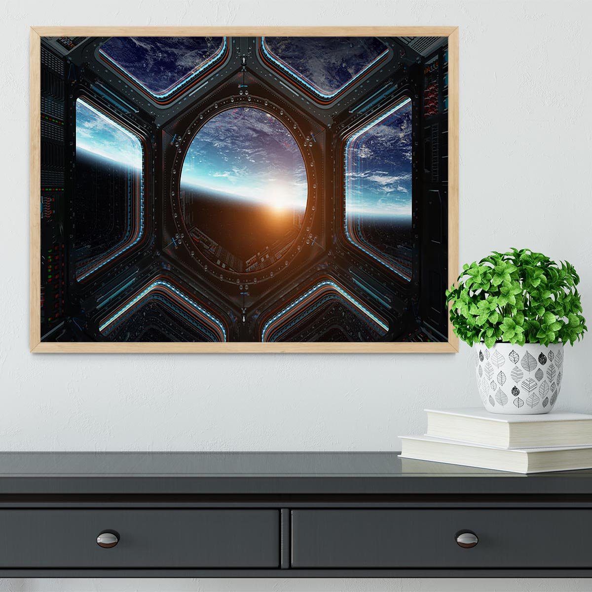Space Ship Window Framed Print - Canvas Art Rocks - 4