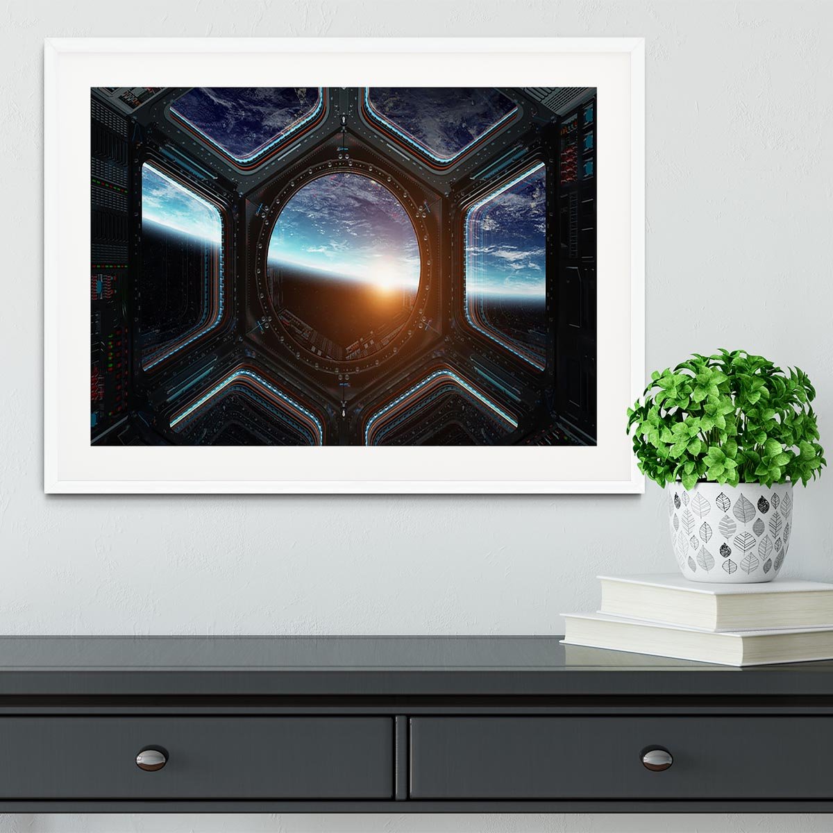 Space Ship Window Framed Print - Canvas Art Rocks - 5