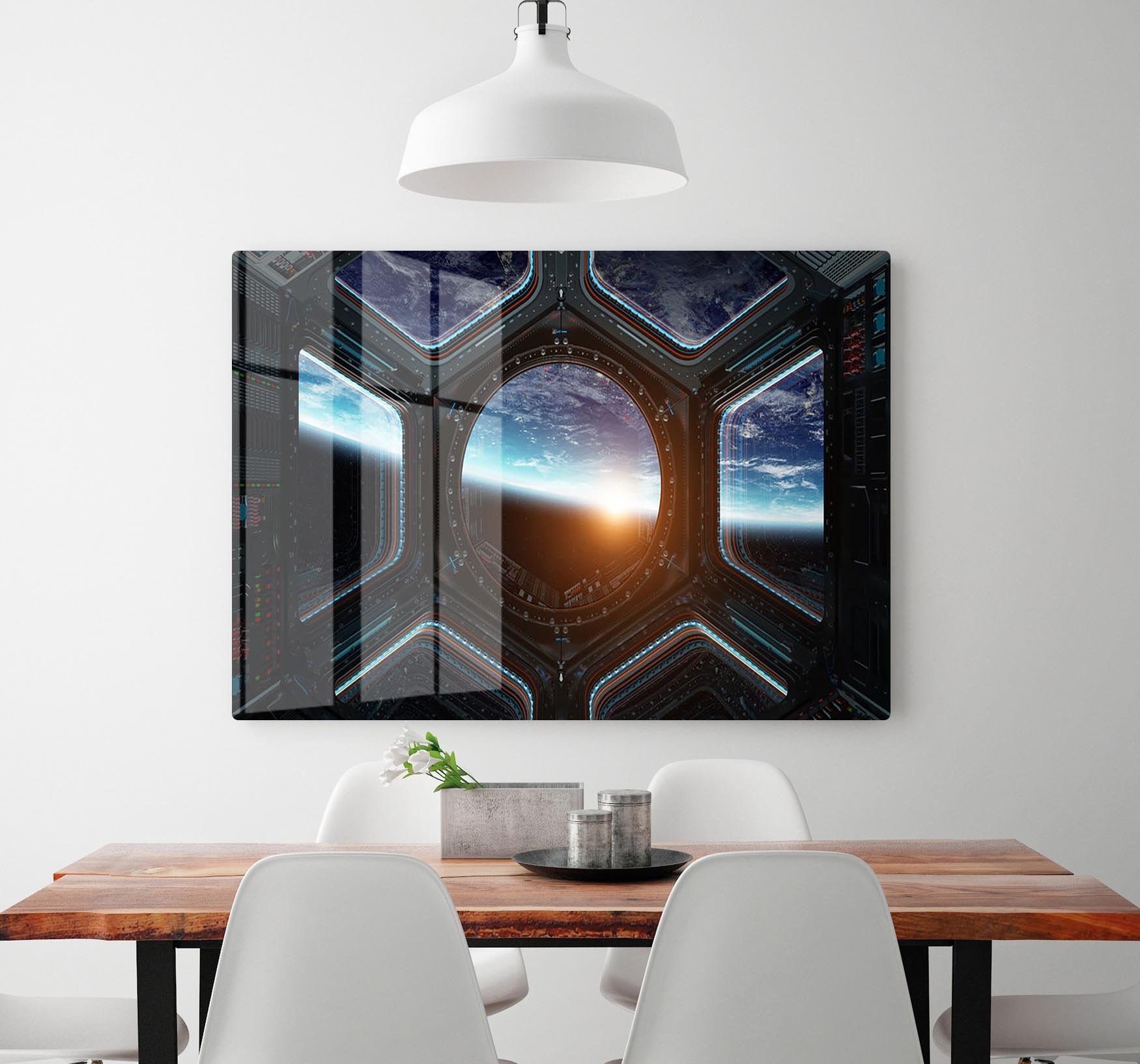 Space Ship Window HD Metal Print