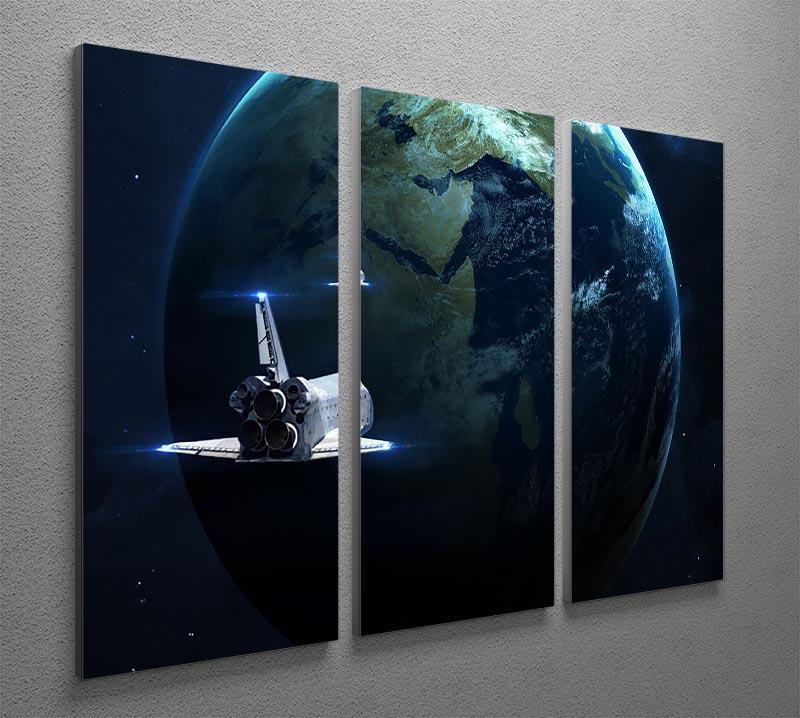 Space Shuttle Flying Back To Earth 3 Split Panel Canvas Print - Canvas Art Rocks - 2