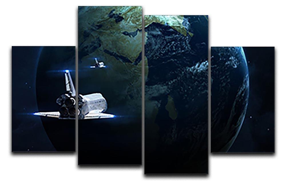 Space Shuttle Flying Back To Earth 4 Split Panel Canvas  - Canvas Art Rocks - 1