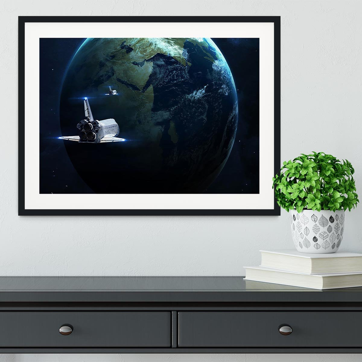 Space Shuttle Flying Back To Earth Framed Print - Canvas Art Rocks - 1