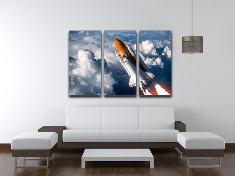 Space Shuttle Launch In The Clouds 3 Split Panel Canvas Print - Canvas Art Rocks - 3