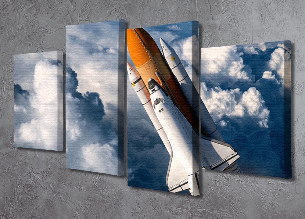 Space Shuttle Launch In The Clouds 4 Split Panel Canvas - Canvas Art Rocks - 2