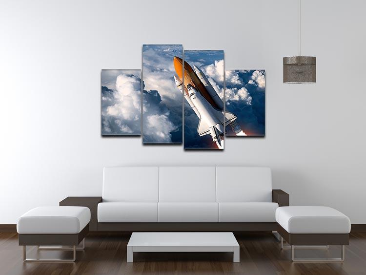 Space Shuttle Launch In The Clouds 4 Split Panel Canvas - Canvas Art Rocks - 3