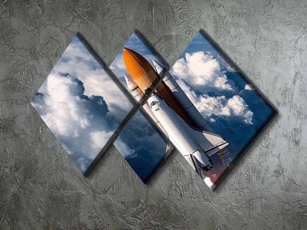 Space Shuttle Launch In The Clouds 4 Square Multi Panel Canvas - Canvas Art Rocks - 2