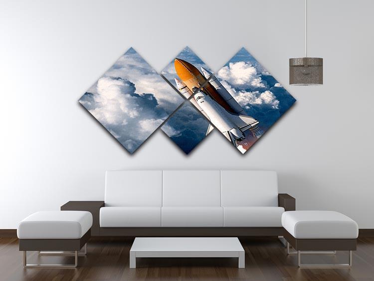 Space Shuttle Launch In The Clouds 4 Square Multi Panel Canvas - Canvas Art Rocks - 3