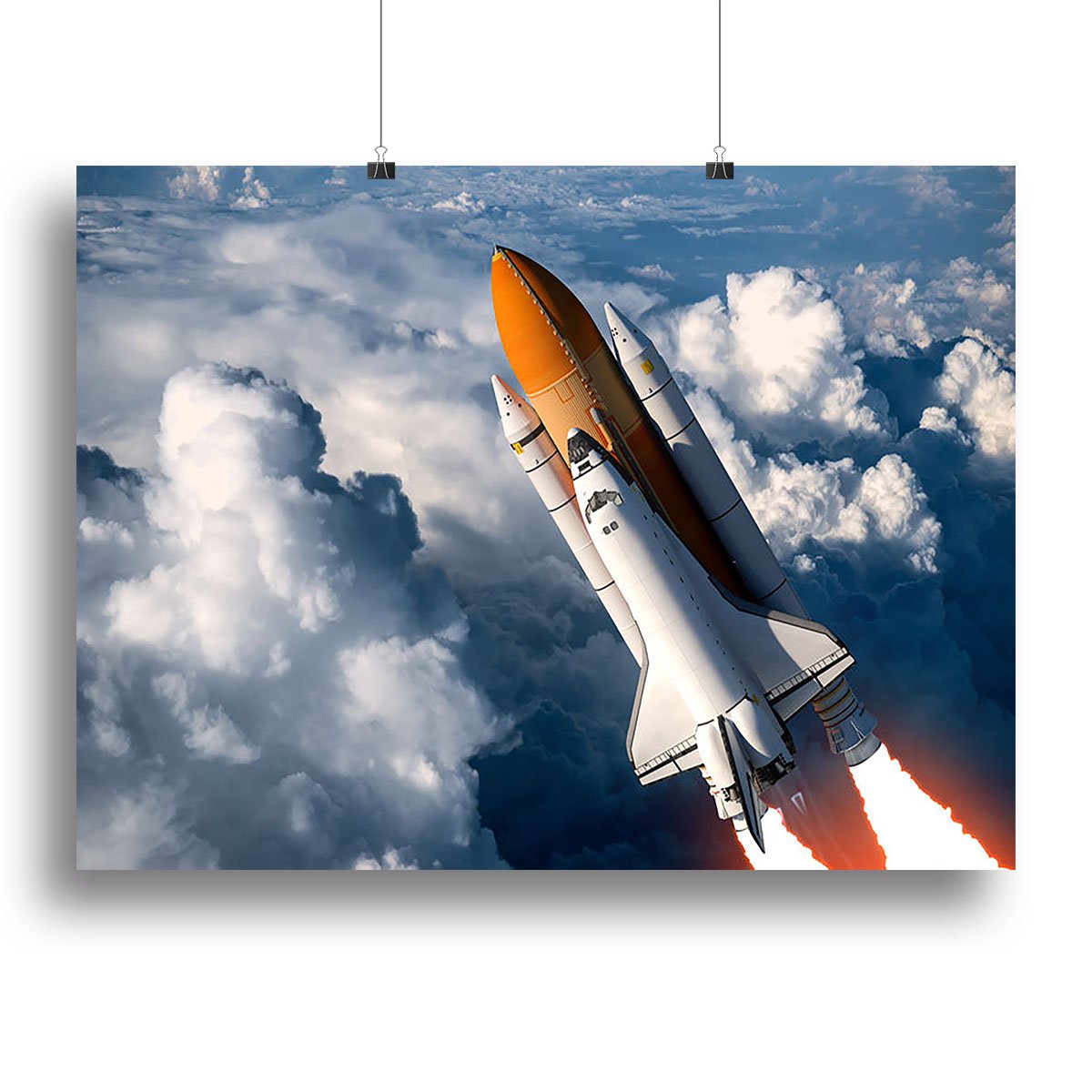 Space Shuttle Launch In The Clouds Canvas Print or Poster