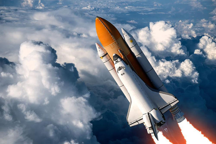 Space Shuttle Launch In The Clouds Wall Mural Wallpaper