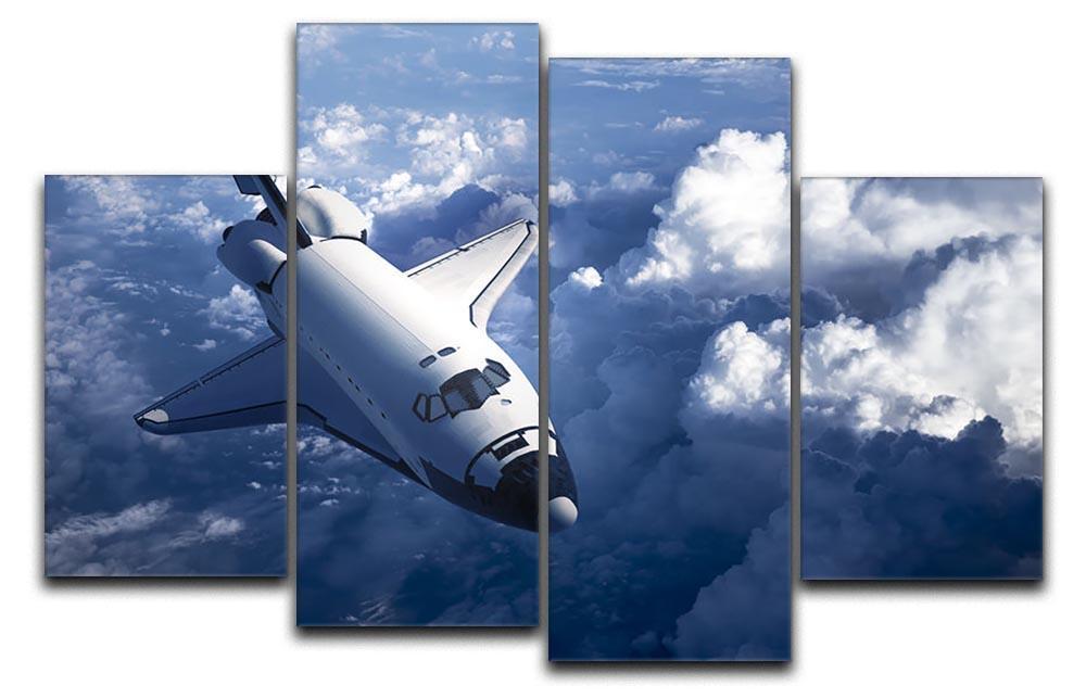 Space Shuttle in the Clouds 4 Split Panel Canvas  - Canvas Art Rocks - 1