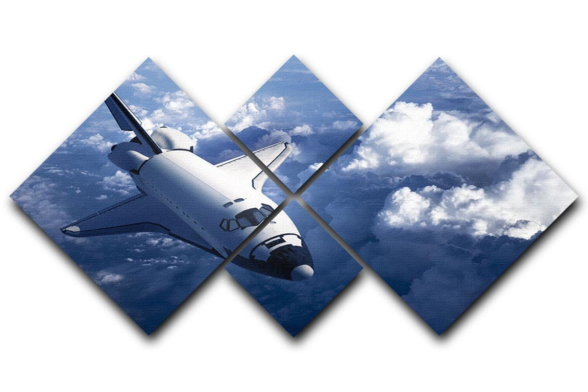Space Shuttle in the Clouds 4 Square Multi Panel Canvas  - Canvas Art Rocks - 1