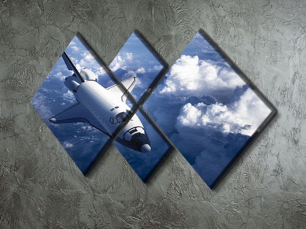 Space Shuttle in the Clouds 4 Square Multi Panel Canvas - Canvas Art Rocks - 2