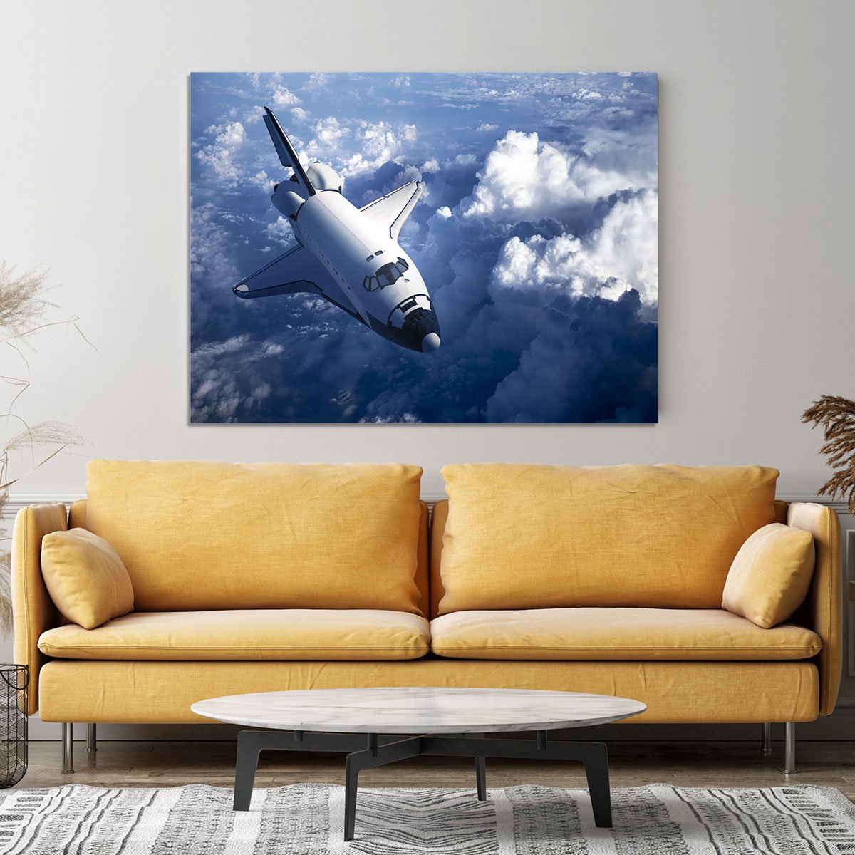 Space Shuttle in the Clouds Canvas Print or Poster