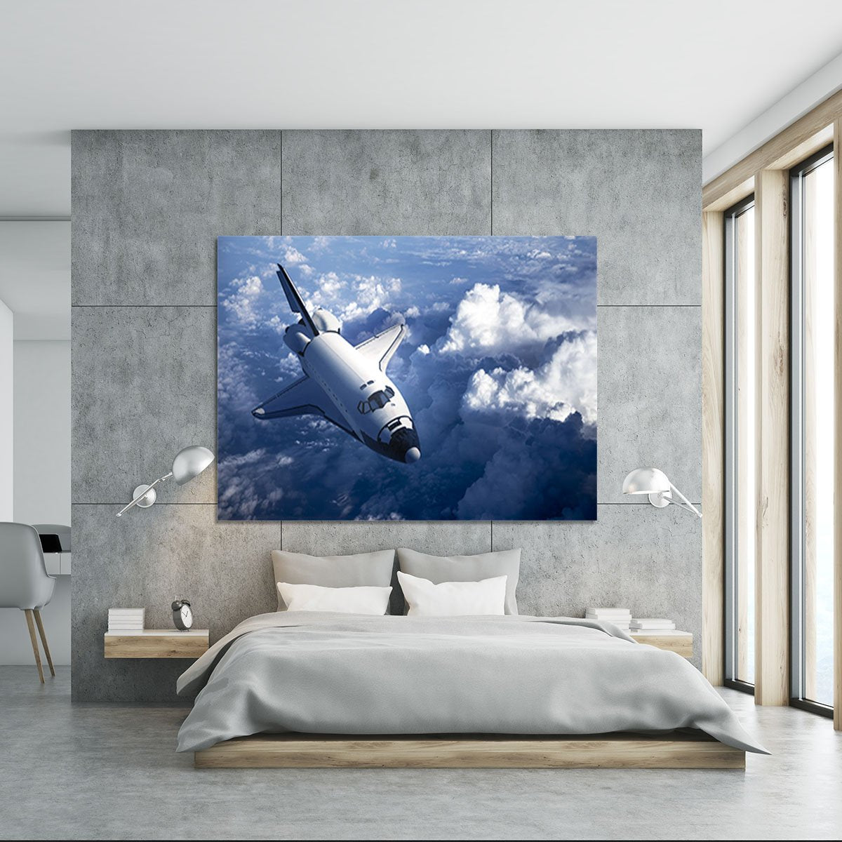 Space Shuttle in the Clouds Canvas Print or Poster