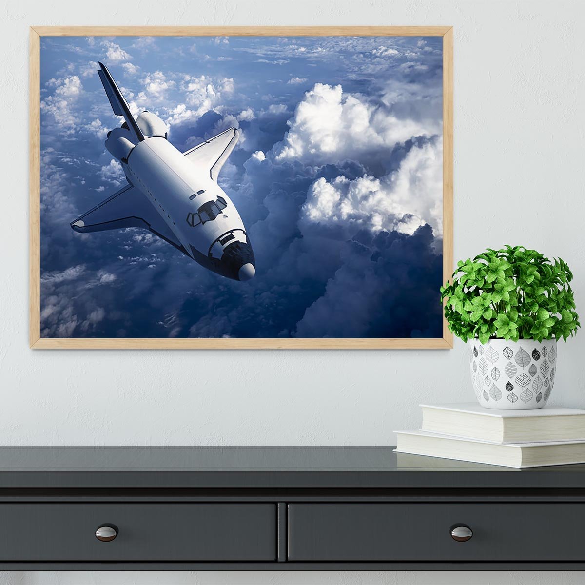 Space Shuttle in the Clouds Framed Print - Canvas Art Rocks - 4