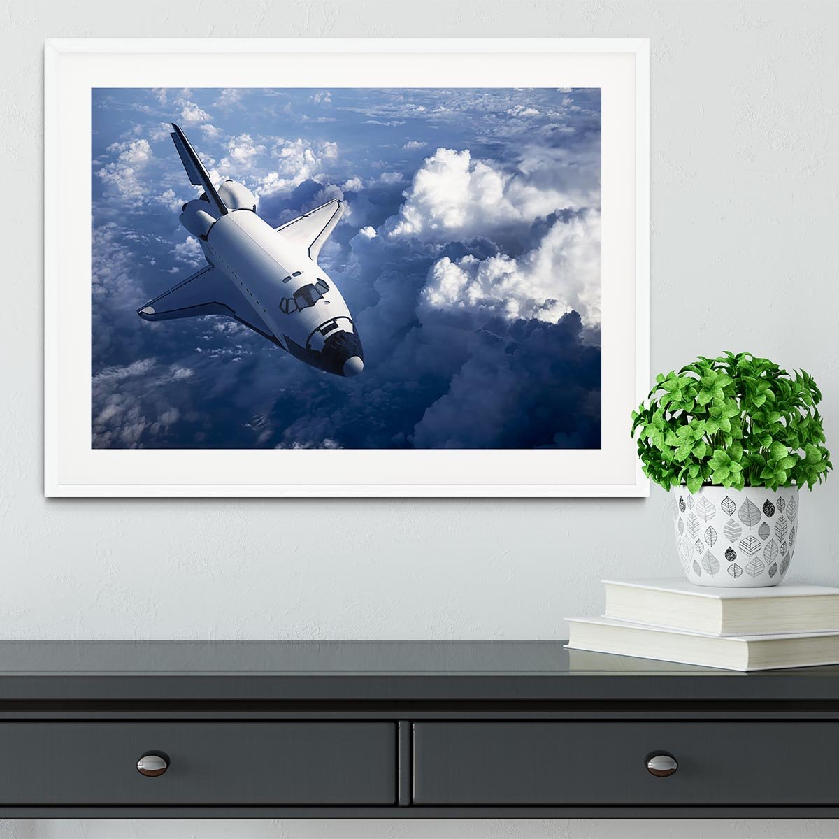 Space Shuttle in the Clouds Framed Print - Canvas Art Rocks - 5