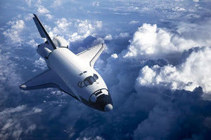 Space Shuttle in the Clouds Wall Mural Wallpaper - Canvas Art Rocks - 1