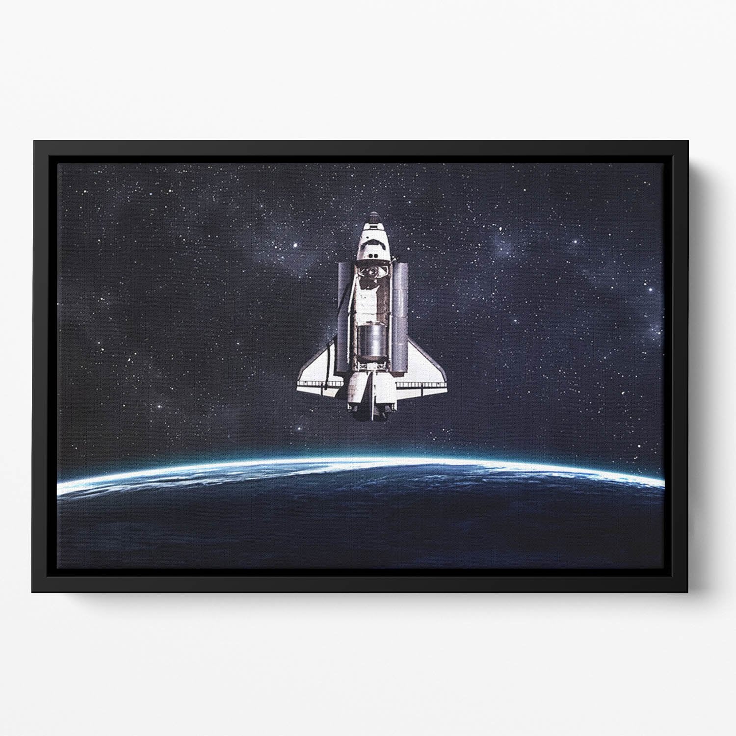 Space Shuttle on a mission Floating Framed Canvas