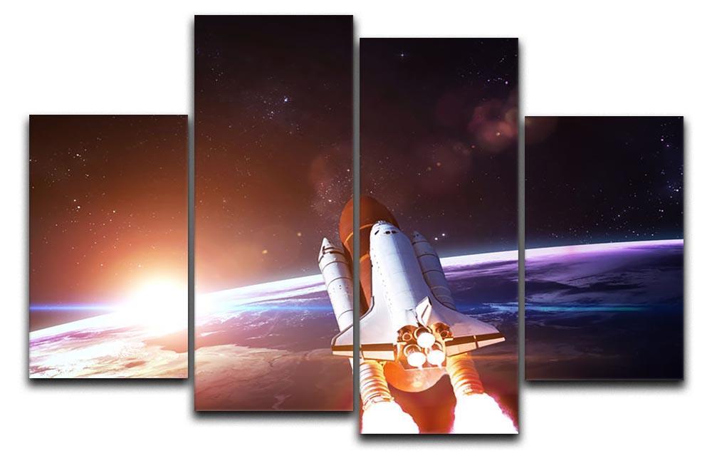 Space Shuttle over the Earth 4 Split Panel Canvas  - Canvas Art Rocks - 1