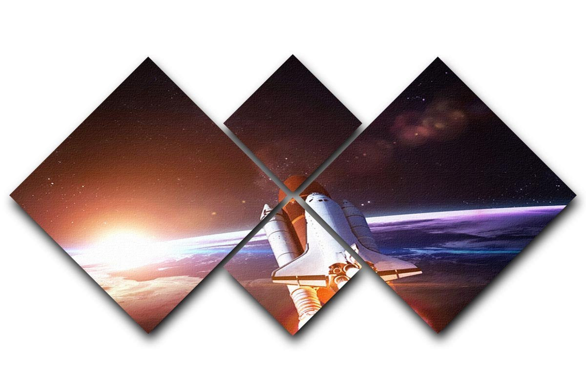 Space Shuttle over the Earth 4 Square Multi Panel Canvas  - Canvas Art Rocks - 1