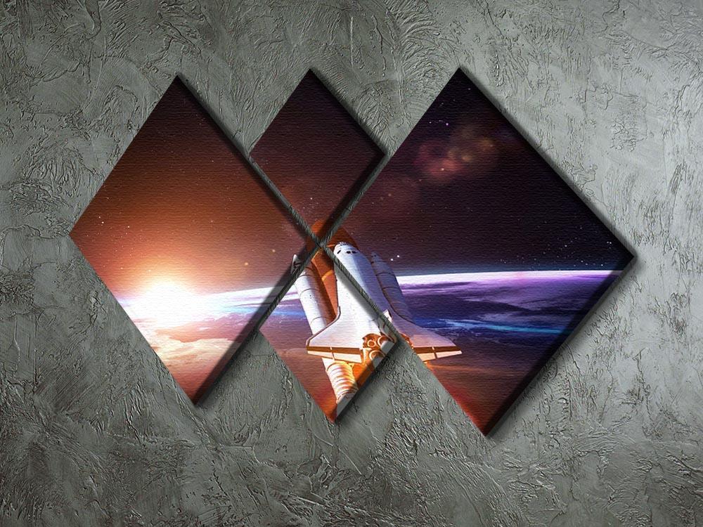 Space Shuttle over the Earth 4 Square Multi Panel Canvas - Canvas Art Rocks - 2