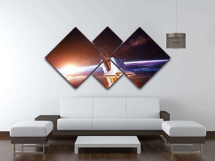 Space Shuttle over the Earth 4 Square Multi Panel Canvas - Canvas Art Rocks - 3