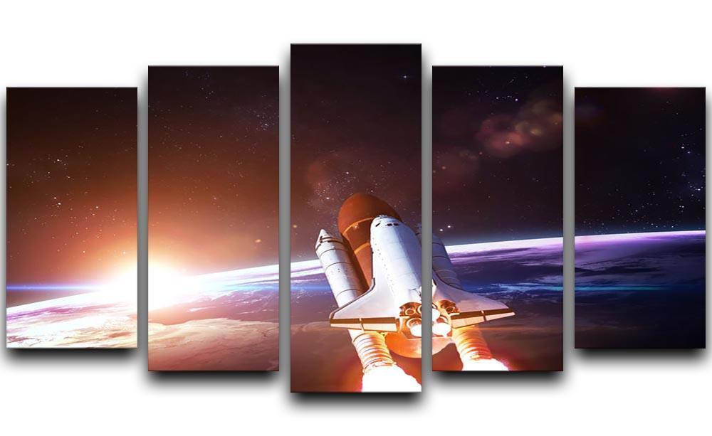 Space Shuttle over the Earth 5 Split Panel Canvas  - Canvas Art Rocks - 1