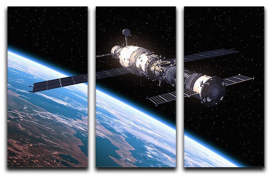 Space Station In Space 3 Split Panel Canvas Print - Canvas Art Rocks - 1