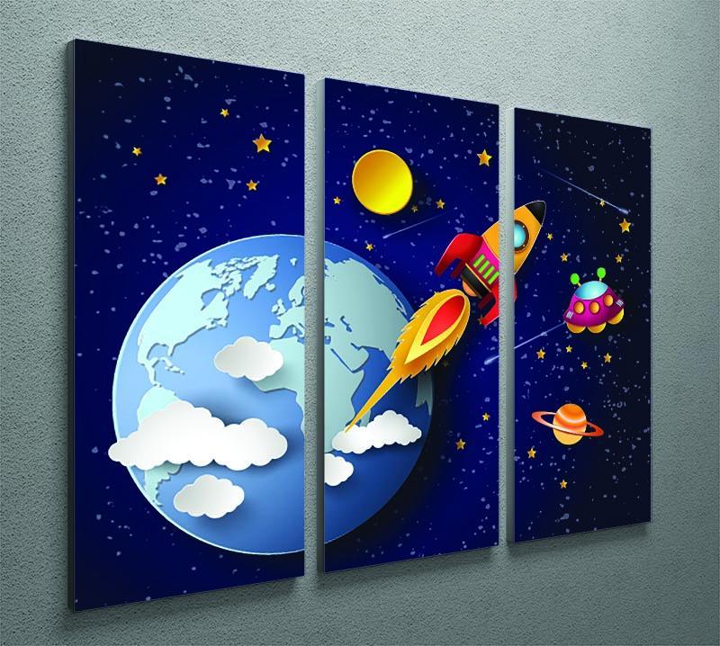 Space rocket launch and galaxy 3 Split Panel Canvas Print - Canvas Art Rocks - 2