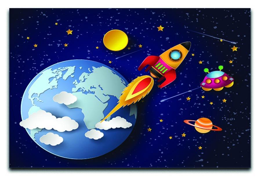 Space rocket launch and galaxy Canvas Print or Poster  - Canvas Art Rocks - 1