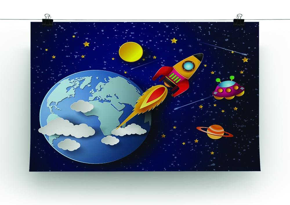Space rocket launch and galaxy Canvas Print or Poster - Canvas Art Rocks - 2