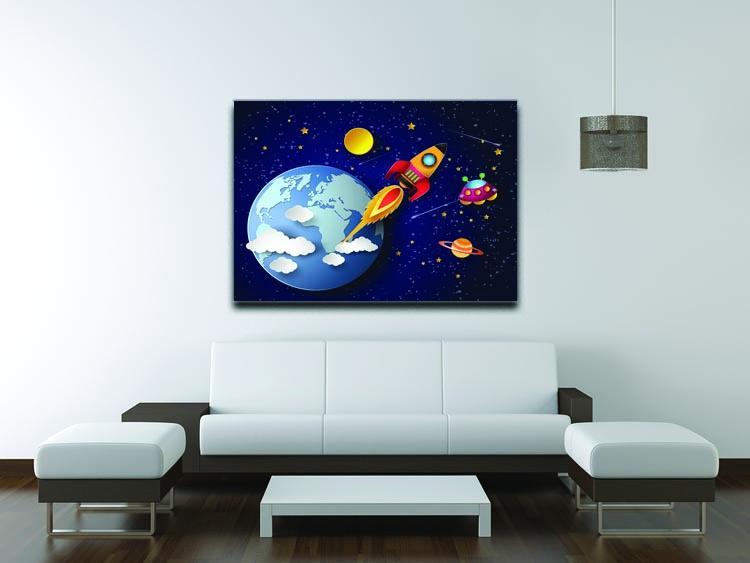 Space rocket launch and galaxy Canvas Print or Poster - Canvas Art Rocks - 4