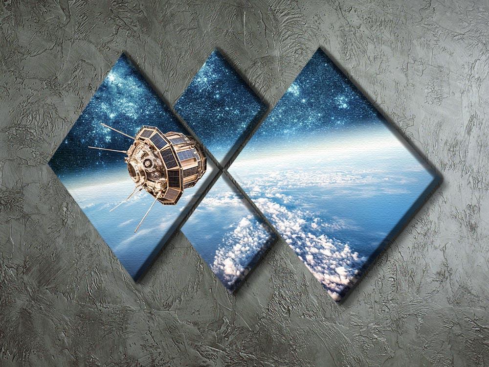Space satellite orbiting 4 Square Multi Panel Canvas - Canvas Art Rocks - 2