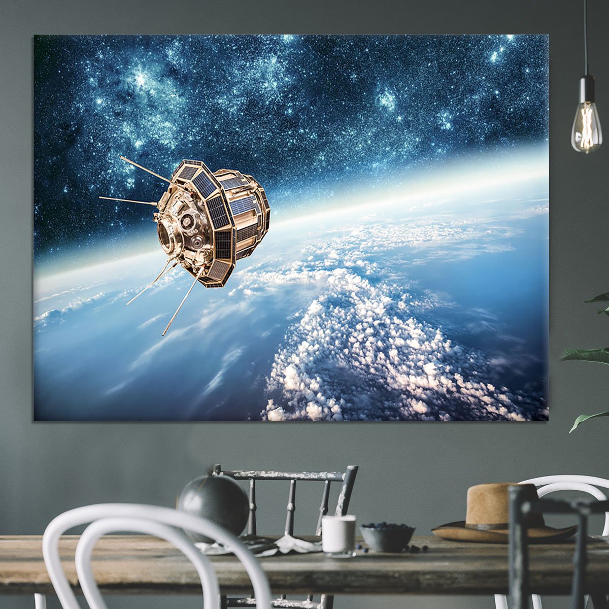 Space satellite orbiting Canvas Print or Poster