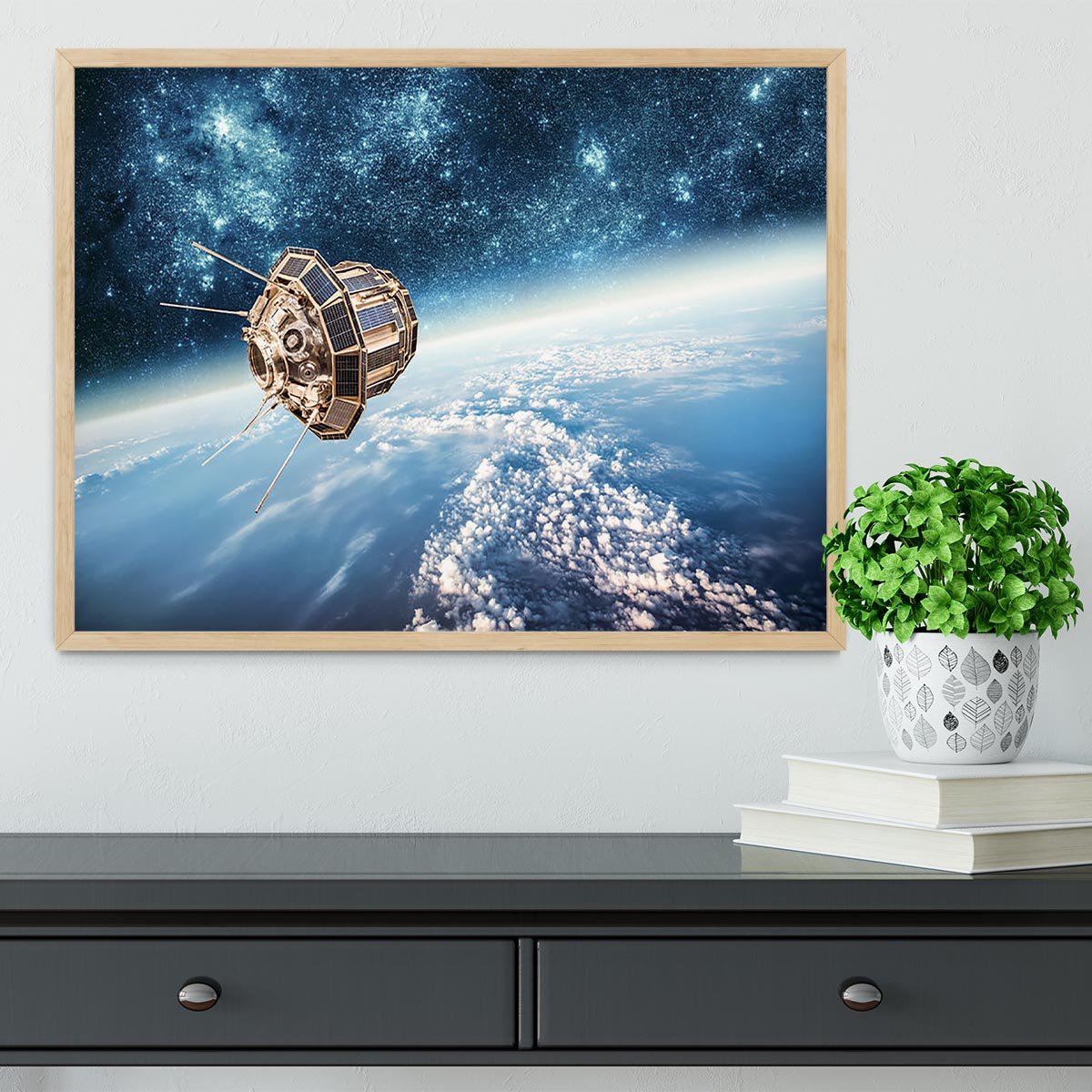 Space satellite orbiting Framed Print - Canvas Art Rocks - 4