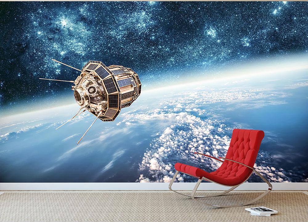 Space satellite orbiting Wall Mural Wallpaper - Canvas Art Rocks - 2