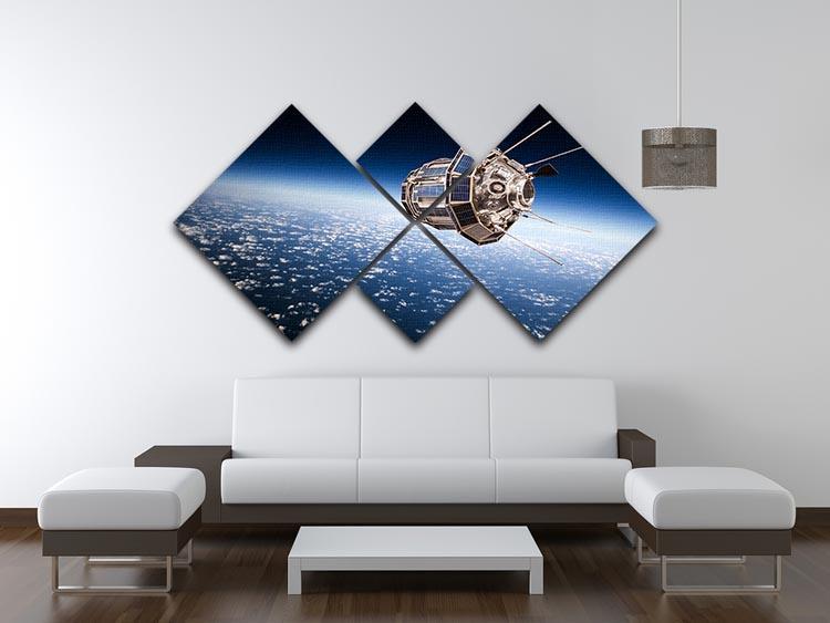 Space satellite orbiting the earth 4 Square Multi Panel Canvas - Canvas Art Rocks - 3
