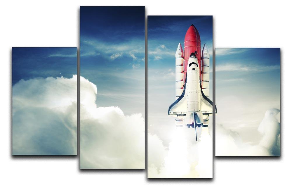 Space shuttle taking off on a mission 4 Split Panel Canvas  - Canvas Art Rocks - 1