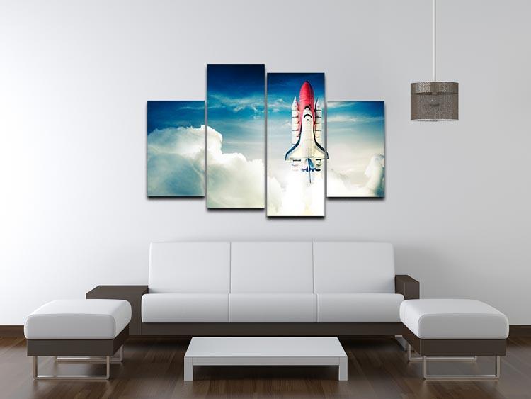 Space shuttle taking off on a mission 4 Split Panel Canvas - Canvas Art Rocks - 3